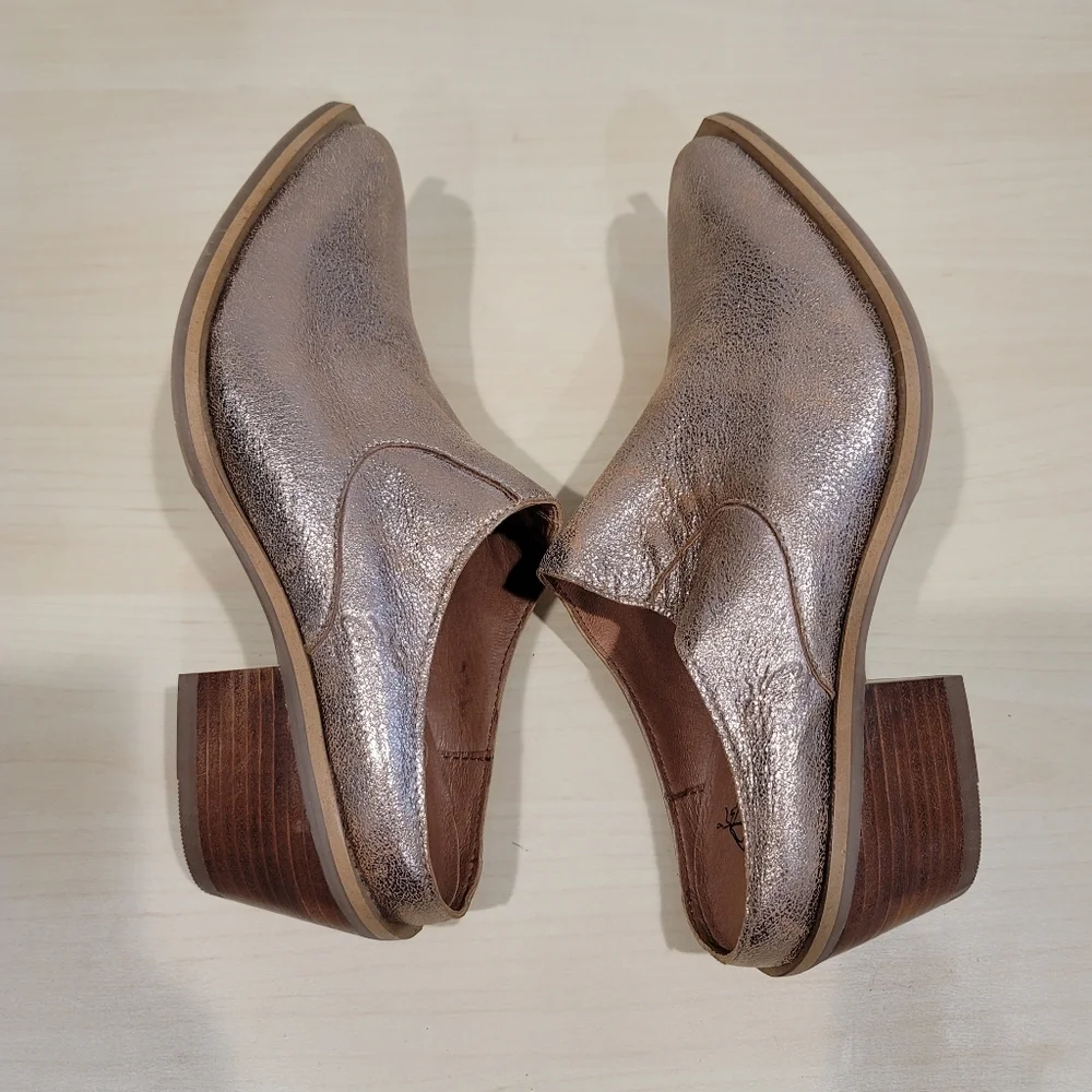 Sz 39 EU / 8 US Fly London "Yulo" Rose Gold Wedge Mules - Picture 2 of 10